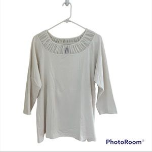 ▫️RAFAELLA: Women’s off-white quarter sleeved blouse, size 2X, w/sheer neck▫️